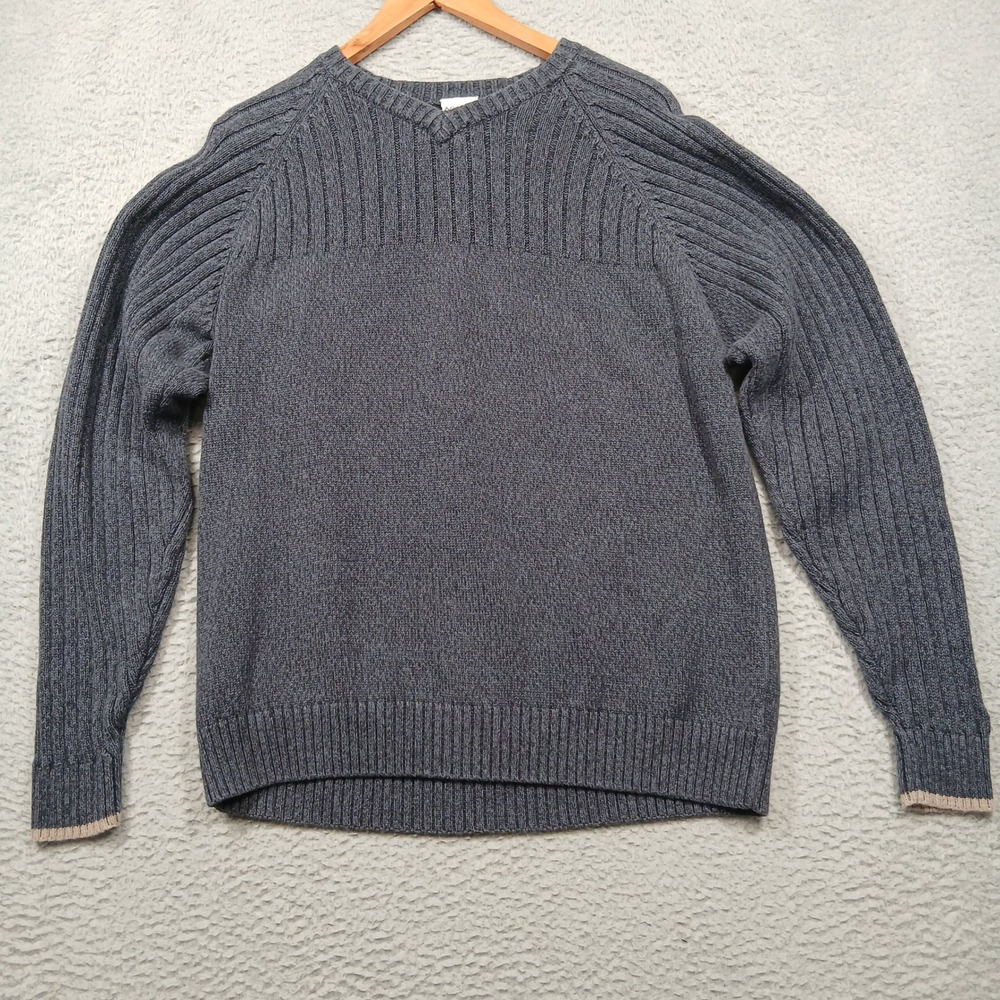 Columbia Sportswear Men's L Gray Ribbed Knit Pullover Sweater Crewneck
